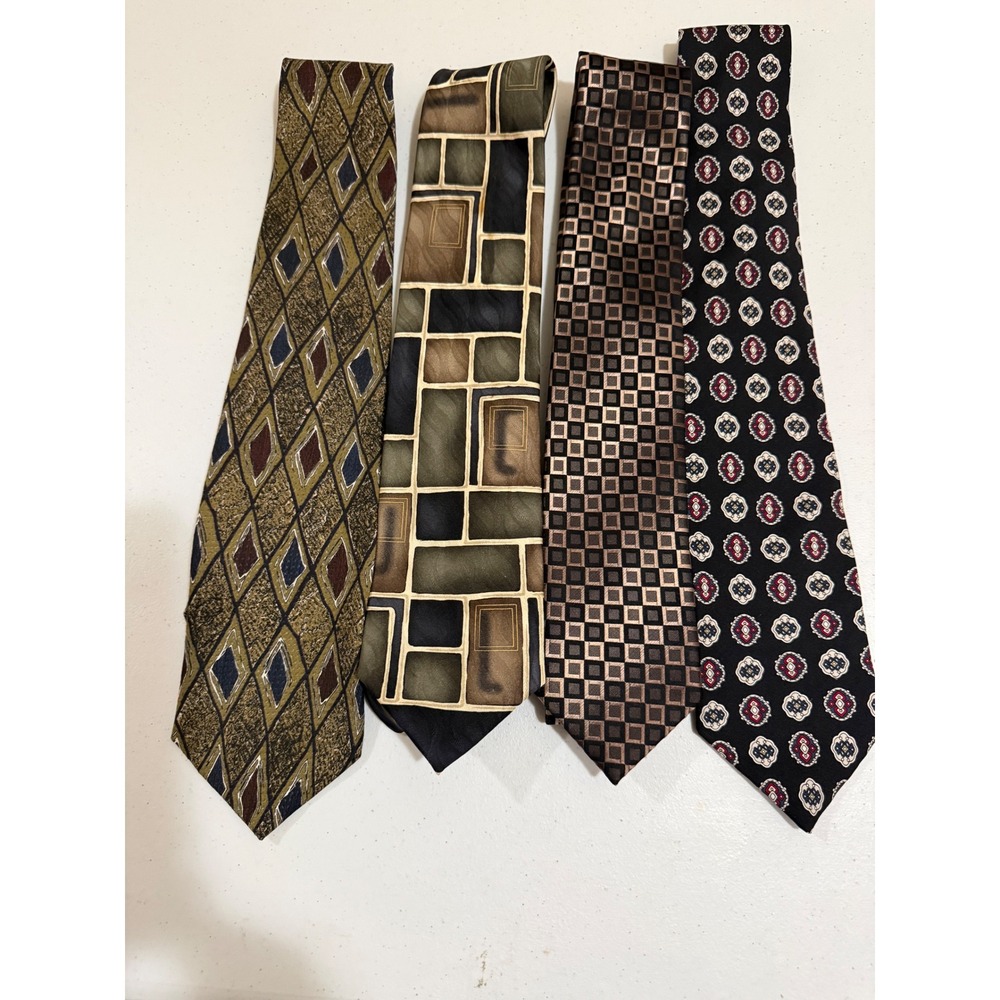 Mens Silk Tie Bundle Kenneth Cole Arrow Pagliano Puritan Geometric Vintage 4pc